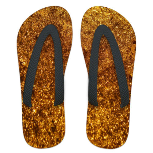 Шлепанцы (сланцы) с принтом  Золото