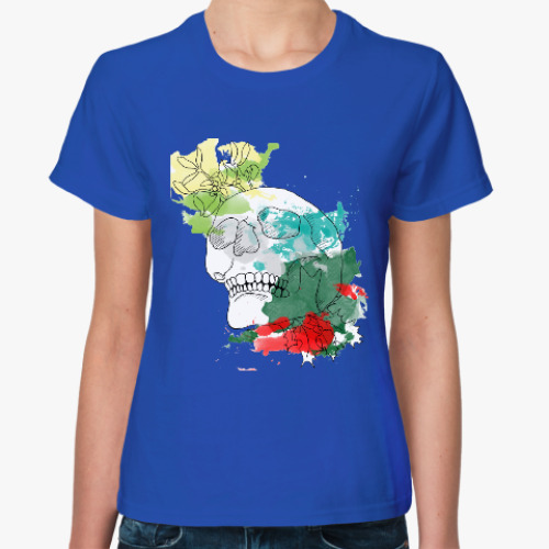 Женская футболка с принтом Декабрьский череп