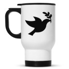 Кружка-термос белая Голубь мира