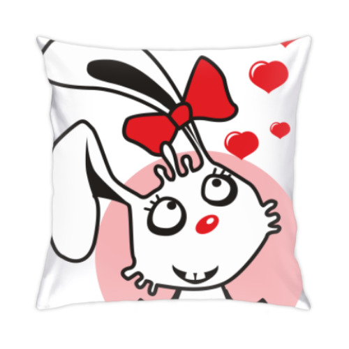 Подушка с принтом Влюбленная зайка