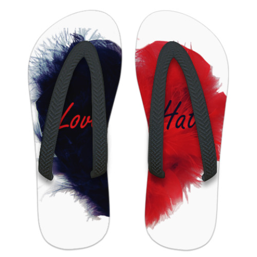 Шлепанцы (сланцы) с принтом Love & Hate