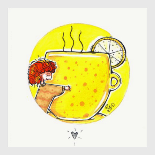 Постер с принтом Желтая чашка