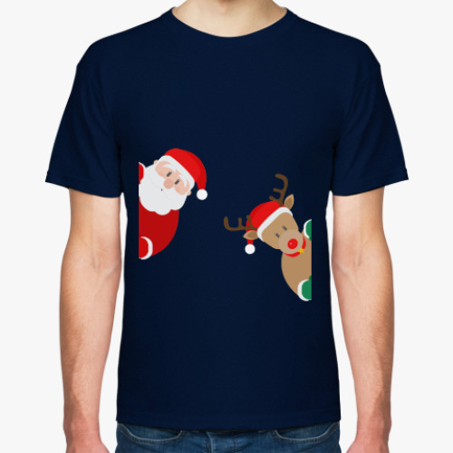 Футболка с принтом Дед Мороз и Олень