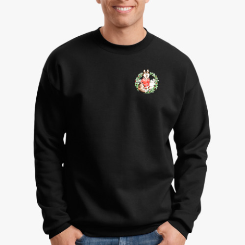 Свитшот с принтом Новогодний Хаски