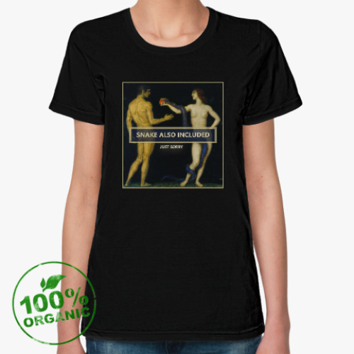 Женская футболка из органик-хлопка с принтом Snake also included