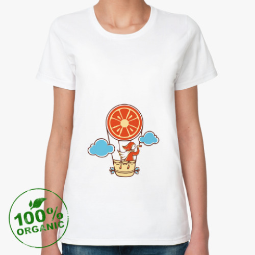 Женская футболка из органик-хлопка с принтом Апельсинка
