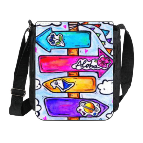 Сумка на плечо (мини-планшет) с принтом Указатель