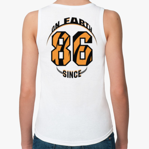 Женская майка с принтом on Earth since 86