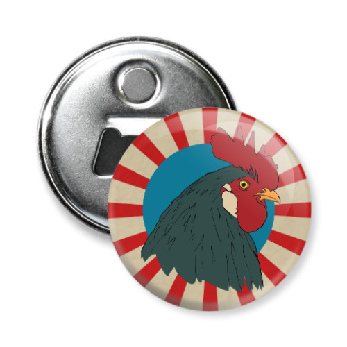 Магнит-открывашка с принтом Новый Год (Год Петуха)