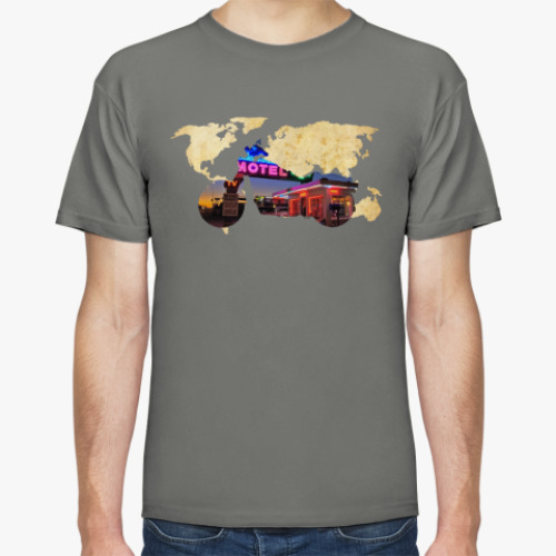 Футболка с принтом Пейзаж мотоцикла