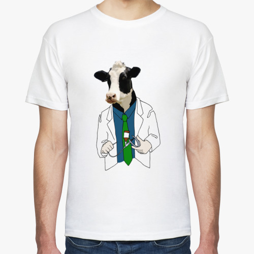 Футболка с принтом Корова, ветеринарный врач