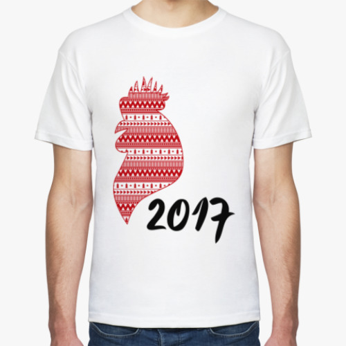 Футболка с принтом Новогодний петух 2017