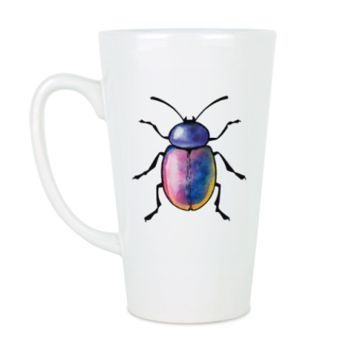 Чашка Латте с принтом Радужный жук