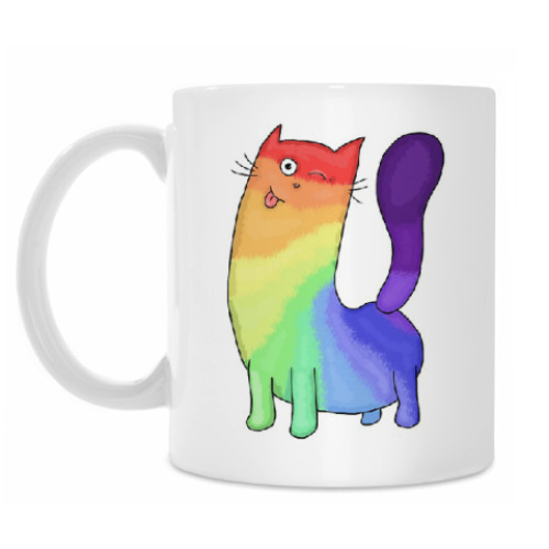 Кружка Радужный подмигивающий кот.