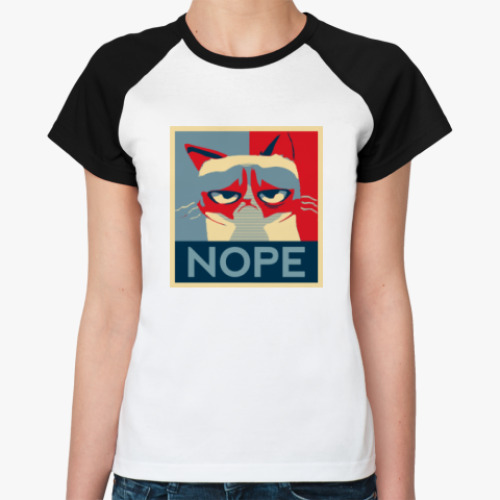 Женская футболка реглан Grumpy cat - NOPE