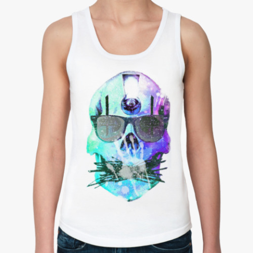 Женская майка с принтом Skull Insight (Aqua)