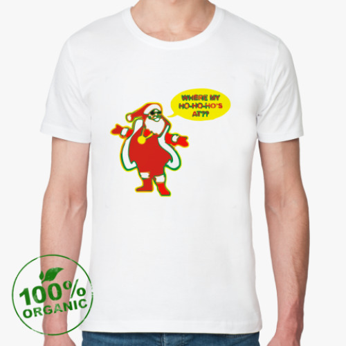 Футболка из органик-хлопка с принтом дед мороз