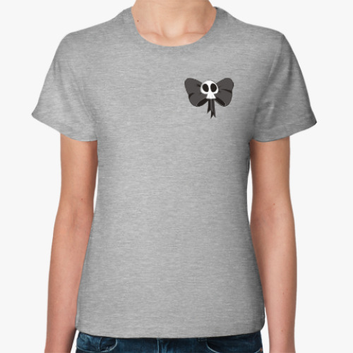 Женская футболка с принтом бант и череп