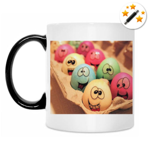 Кружка-хамелеон с принтом Пасхальные яйца