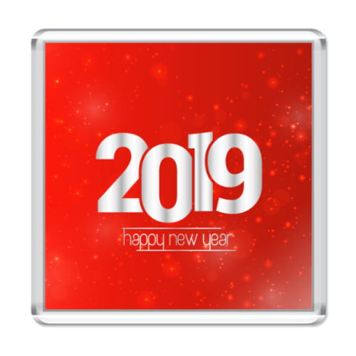 Магнит с принтом Новый год 2019