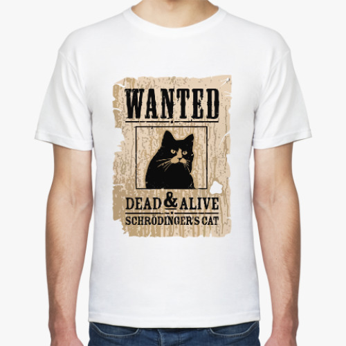 Футболка с принтом Розыск - кот Шредингера