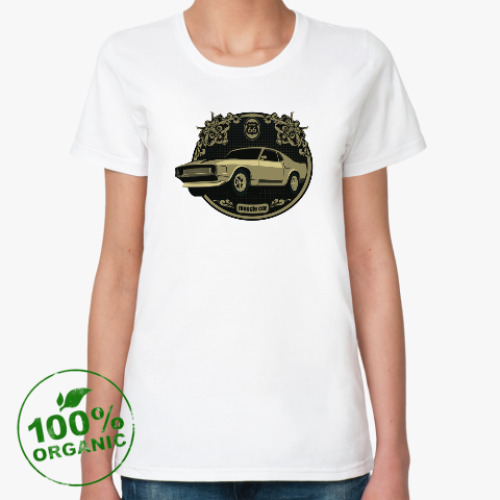 Женская футболка из органик-хлопка с принтом Muscle car