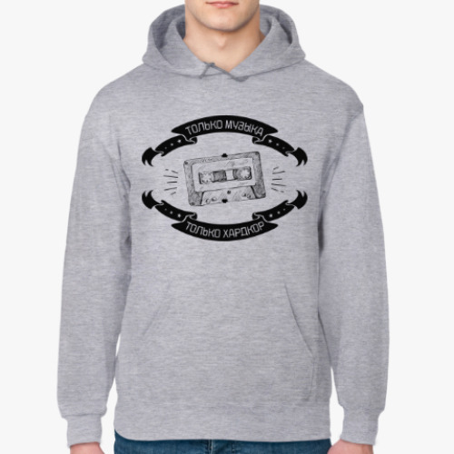 Толстовка худи с принтом Только музыка! Только хардкор!