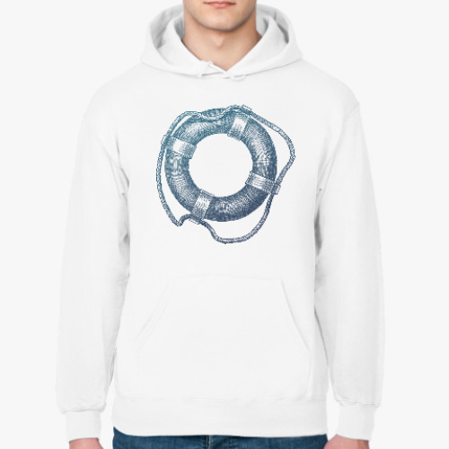 Толстовка худи с принтом Море винтаж спасательный круг