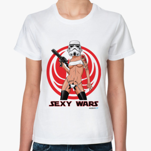 Классическая футболка с принтом SEXY WARS