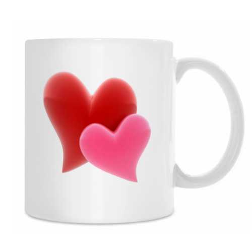 Кружка с принтом ДВА СЕРДЦА