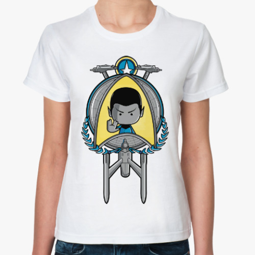 Классическая футболка с принтом Спок (Звездный Путь)