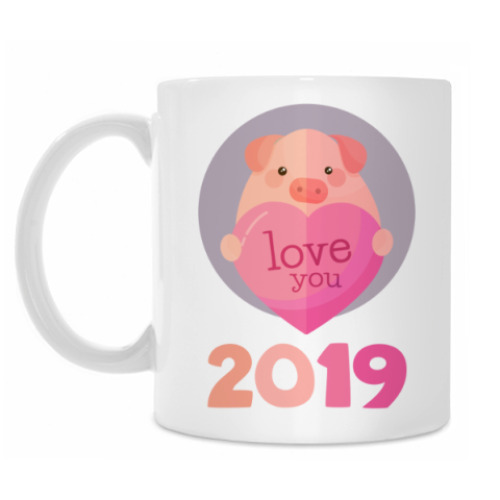 Кружка с принтом Свинья 2019