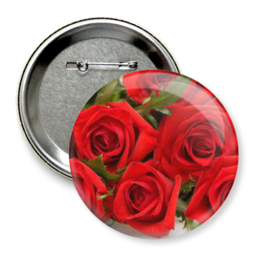 Значок 75мм с принтом розы