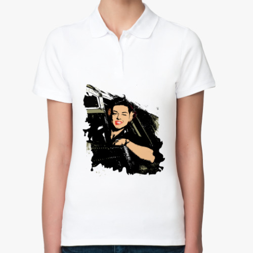 Женская рубашка поло (печать) с принтом летчица