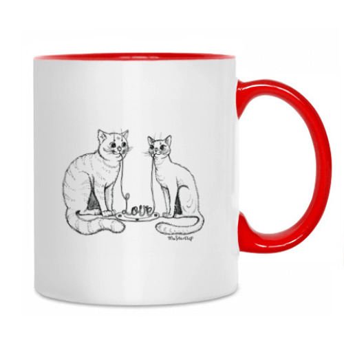 Кружка с принтом Влюбленные котики