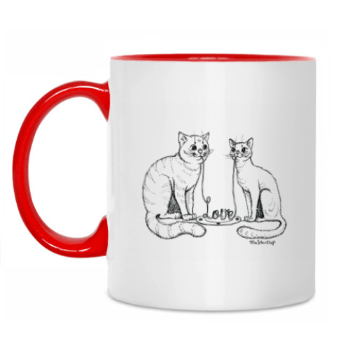 Кружка с принтом Влюбленные котики