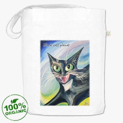 Сумка шоппер с принтом Планета черных кошек