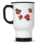 Кружка-термос белая Розы