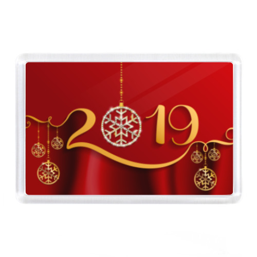Магнит с принтом Новый год 2019