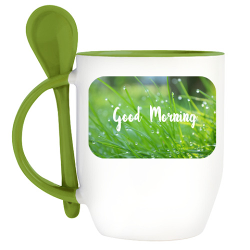 Кружка с ложкой Капли росы