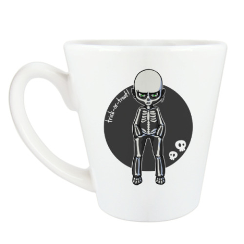 Чашка Латте с принтом Скелет