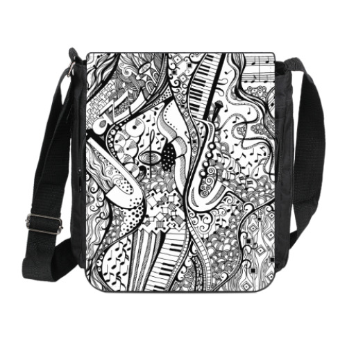 Сумка на плечо (мини-планшет) с принтом Джазовая импровизация