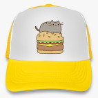 Кепка Trucker, желтая Котенок на бургере