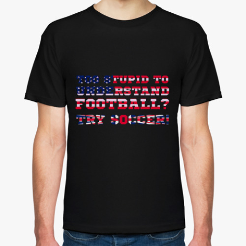 Футболка с принтом Football vs Soccer