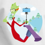 Инопланетянин. Сноуборд. Селфи. Прикольный. Айфон