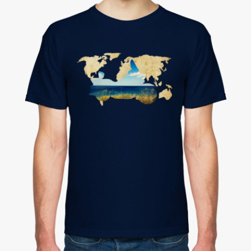 Футболка с принтом Пейзаж мотоцикла