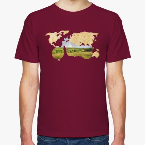 Футболка с принтом Пейзаж мотоцикла