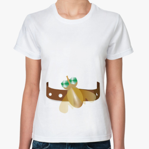 Классическая футболка с принтом Бляха-муха. Ремень с бляшкой.