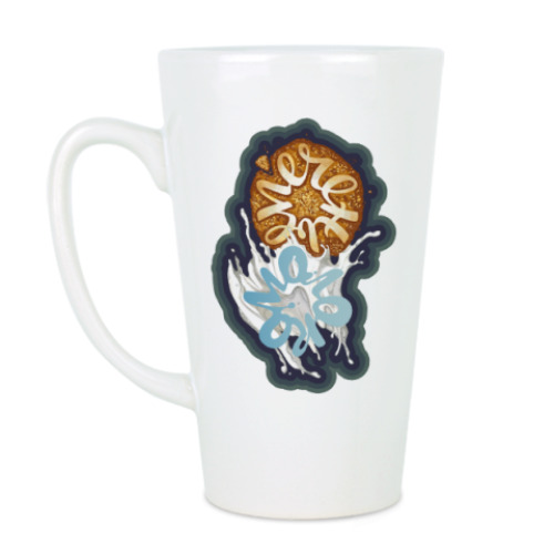 Чашка Латте с принтом Печенье-молоко