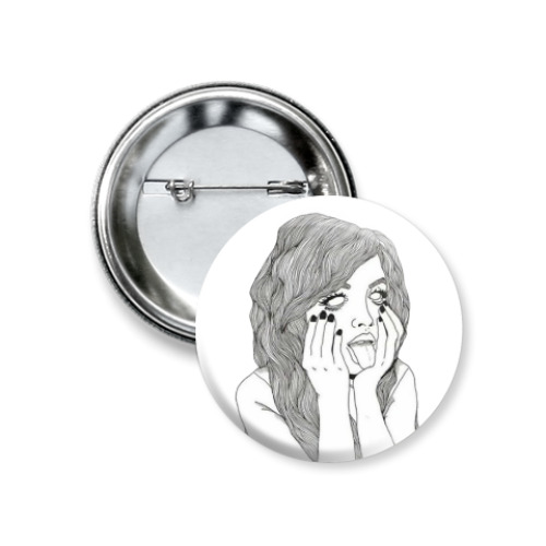 Значок 37мм рисунок девушки